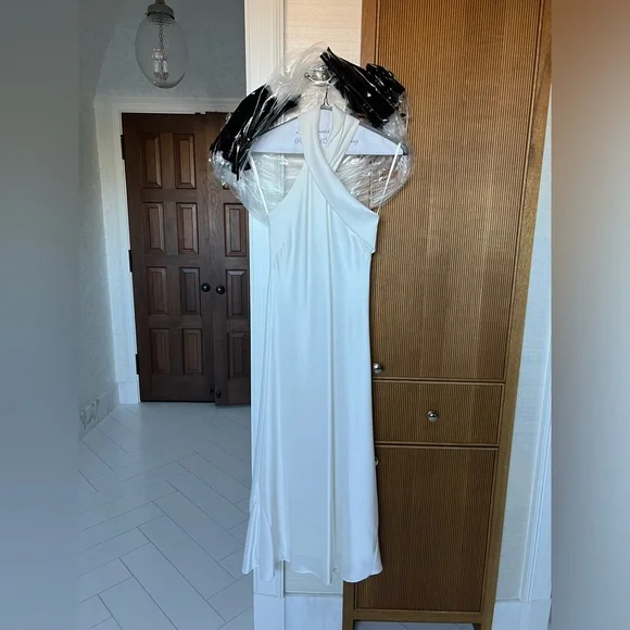 Galvan | Dresses | Galvan Pandora Satin Halter Neck Midi Dress In Ivory  Size 2 34fr | Poshmark